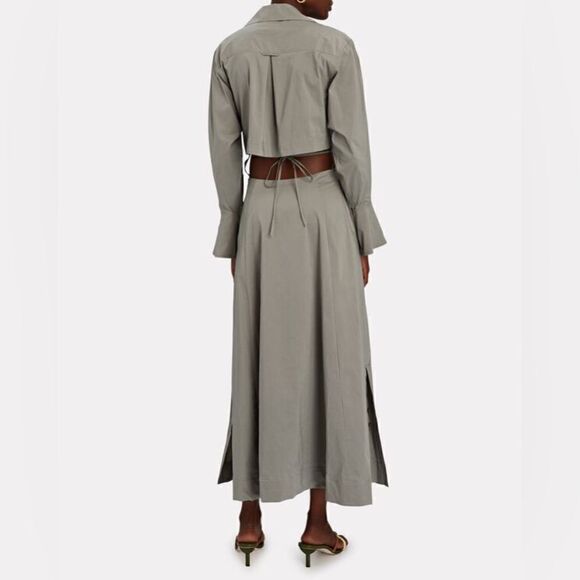 NWT Jonathan Simkhai Alex Midi Green Shirt Dress Poplin Cut Out Size XL - Picture 7 of 15